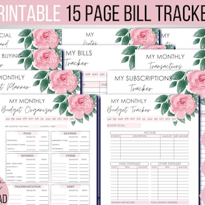 Pink Bill Tracker, Monthly Bill Tracker, Bill Organizer With Monthly Tracking, Bill Printable, Bill Payment Log, Bill Template