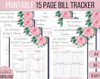 Pink Bill Tracker, Monthly Bill Tracker, Bill Organizer With Monthly Tracking, Bill Printable, Bill Payment Log, Bill Template