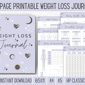 Lavender Dusk Weight Loss Journal Meal Planner Template Weight Loss Planner, Weight Loss Journal PDF, Weight Tracker