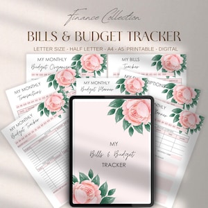 Pink Bill Tracker, Budget Tracker, Financieel Journaal, Bill Organizer met maandelijkse tracking, Bill afdrukbaar, Bill Payment Log