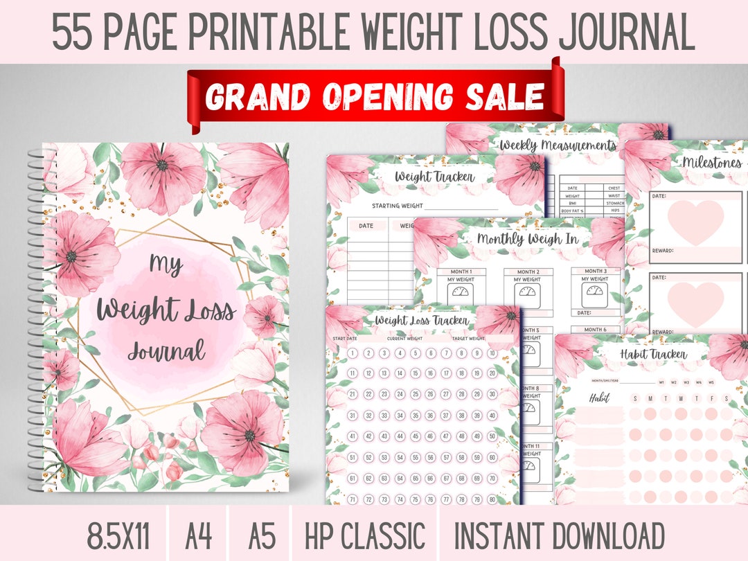 Pink Weight Loss Journal Baby Pink Weight Loss Journal Meal Planner Template Weight Loss Planner