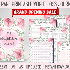 Pink Weight Loss Journal Baby Pink Weight Loss Journal Meal Planner Template Weight Loss Planner Weight Loss Printable, Weight Loss PDF