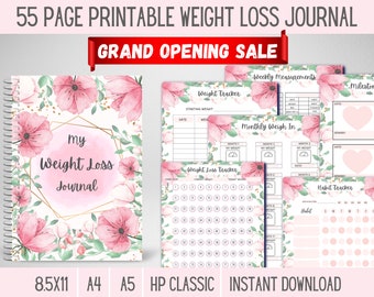 Pink Weight Loss Journal Baby Pink Weight Loss Journal Meal Planner Template Weight Loss Planner Weight Loss Printable, Weight Loss PDF