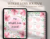 Pink Floral Weight Loss Journal: Meal & Fitness Planner (Digital Download)