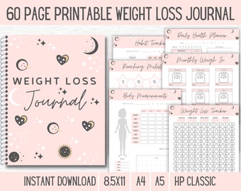 Rosé Pink Weight Loss Journal Meal Planner Template Weight Loss Planner, Weight Loss Journal PDF, Weight Tracker