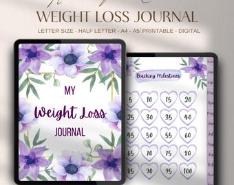 Purple Lavender Weight Loss Journal: Digital Meal Planner (Printable, iPad, GoodNotes)