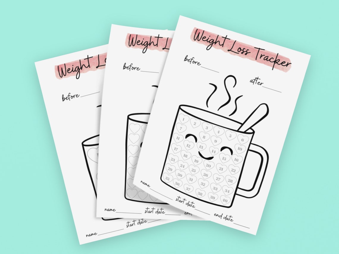 Cute Weight Loss Tracker Journal Printable Weight Loss Chart Etsy