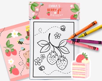 Berry First Birthday Favor | Strawberry Party | Sweet One | Two Sweet Goody | Coloring Sheets and Stickers | Personalized and Ready to Gift