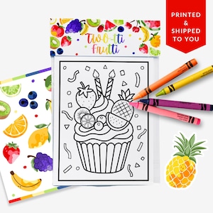 Twotti Frutti Party Favors for Kids | Fruit Birthday Coloring and Sticker Kit | Personalized & Ready to Gift | Birthday Goody Bag Stuffer