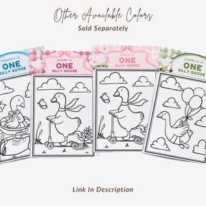 First Birthday Party Favors One Silly Goose Birthday Party Favors Gift Bag Coloring Pages | Personalized | Coloring Sheets | Sticker Sheet image 5