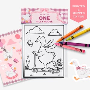 First Birthday Party Favors One Silly Goose Birthday Party Favors Gift Bag Coloring Pages | Personalized | Coloring Sheets | Sticker Sheet