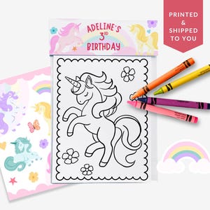 Unicorn Party Favor Birthday Coloring Pages | Personalized Coloring Sheets Sticker Kit | Magical Celebration Goodie Gift Bag | Custom Favors