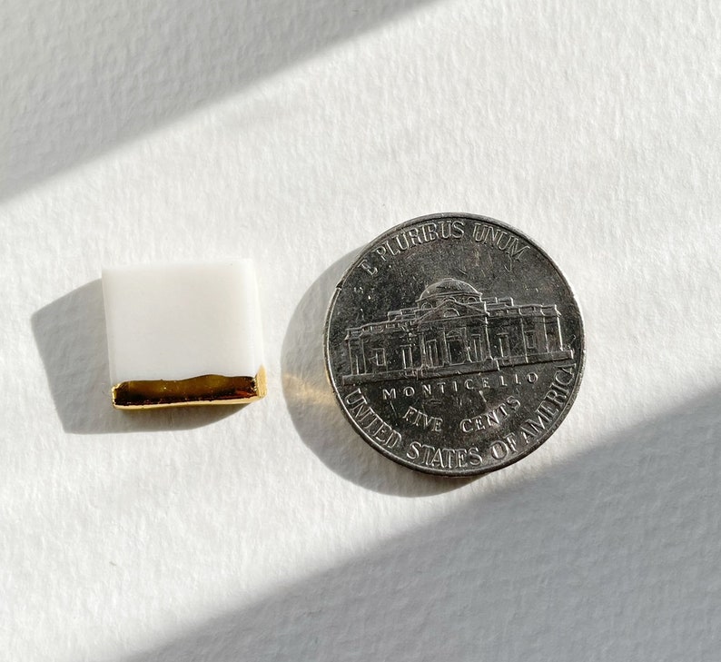 Minimalist Earrings Simple Studs White Porcelain Earrings Porcelain /& Gold Luster Studs