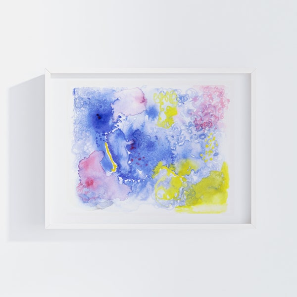 Abstract Art Painting, Blue Watercolor , Healing Art, Neutral Wall Art ,Downloadable Prints, Art Digital Download, Reiki, Meditation