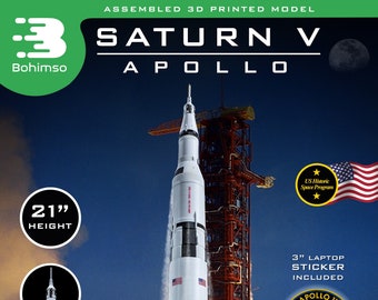 SATURN V APOLLO | NASA Moon Mission | 21 inch height model | Plastic model  | Rocket | Spacecraft | 3D Print