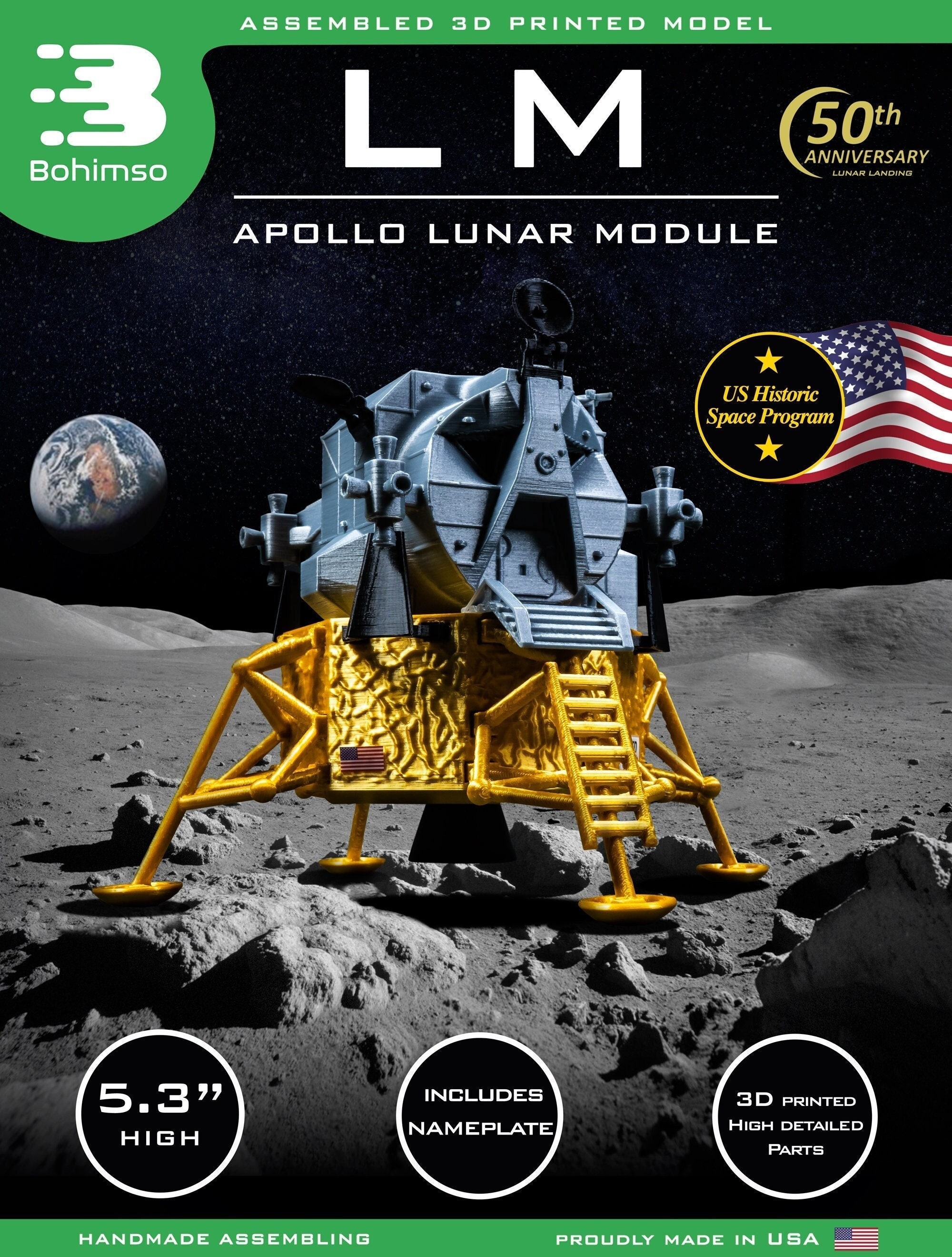 LM Lunar Lander Module Apollo Mission Plastic Model Rocket NASA Scale 1:48  Spacecraft 3D Print - Etsy