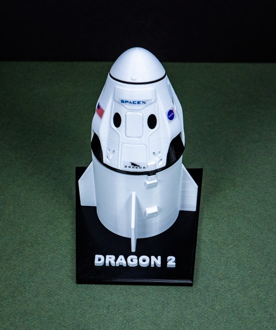 Details about   3D Printed 1/48 SpaceX Dragon 2  Capsule 6.7" White/ Black PLA Plastic 