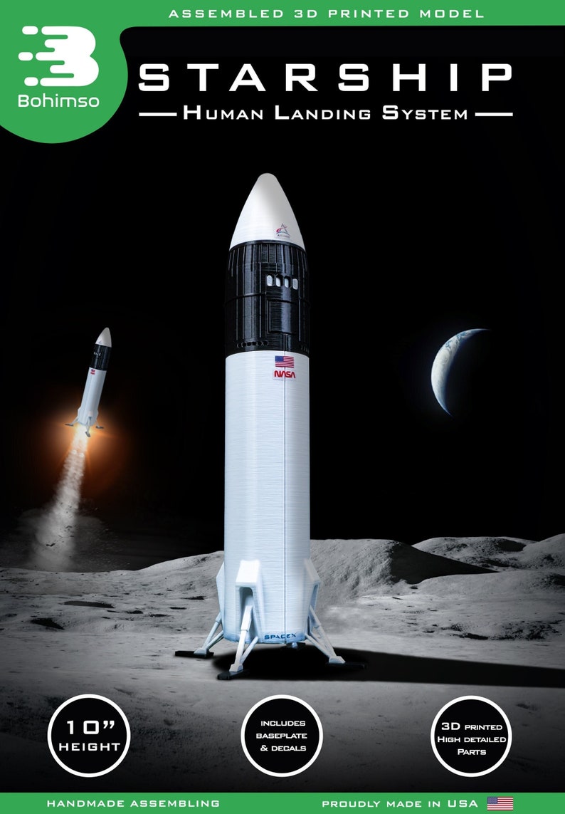 STARSHIP HLS Human Landing System Plastic model Rocket SpaceX Spacecraft 3D Print image 1