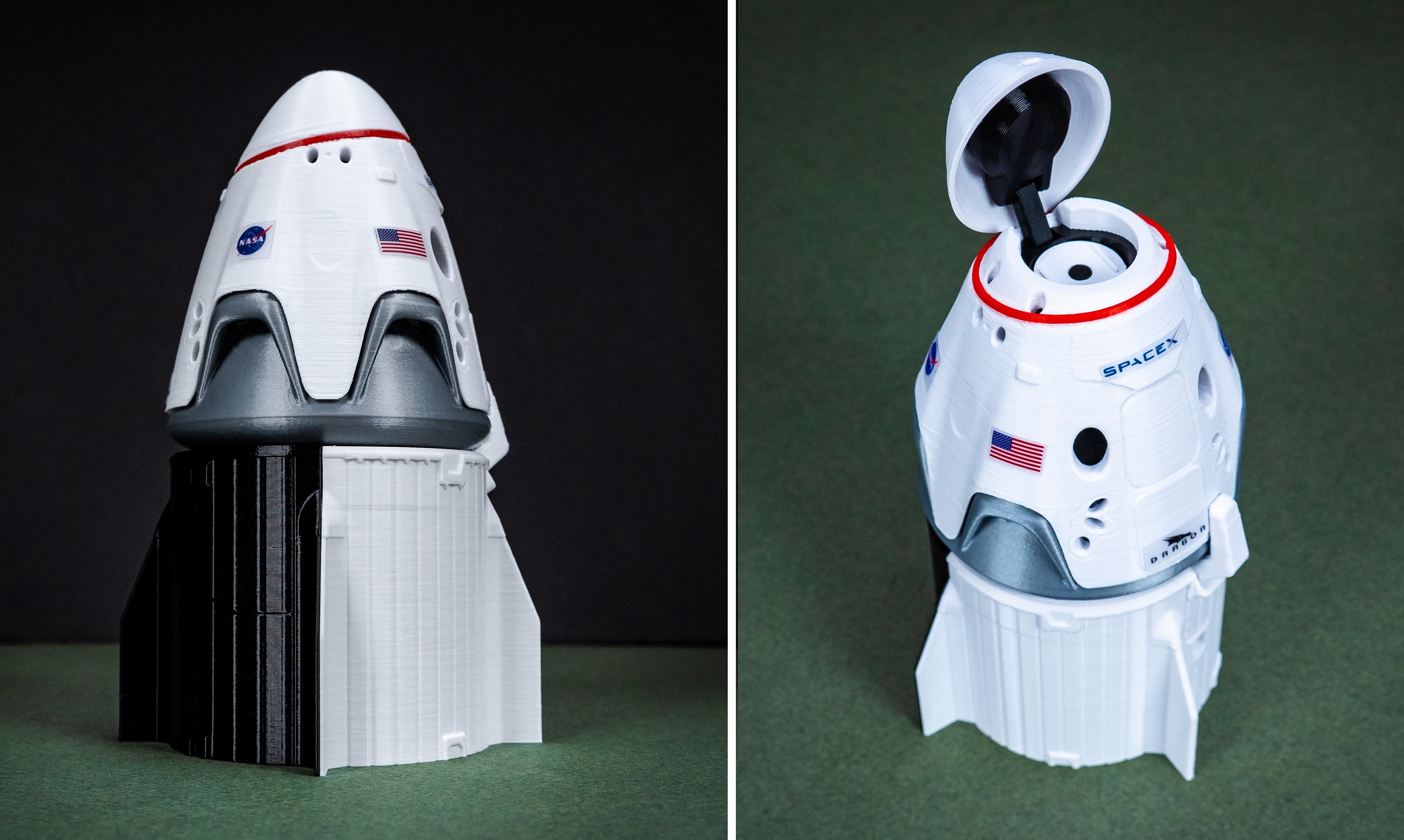 Spacecraft DRAGON 2 Resilience Plastic Model SpaceX NASA Capsule