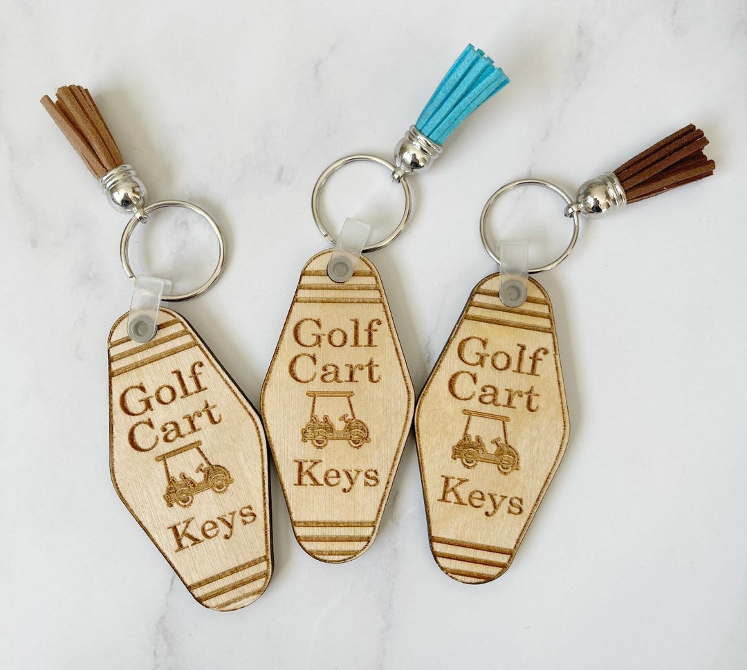 Golf Cart Keychain Keychains Wooden Keychains Golf Cart Etsy