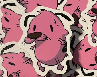Courage The Cowardly Dog - Vinyl Sticker - Waterproof Sticker - Doggo - Cartoon