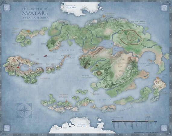 Detailed Map Of Avatar The Last Airbender Avatar: The Last Airbender Fan Created Map | Etsy Uk