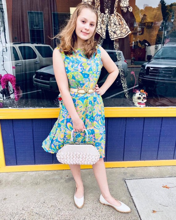 1960s Psychedelic Floral Print Dress