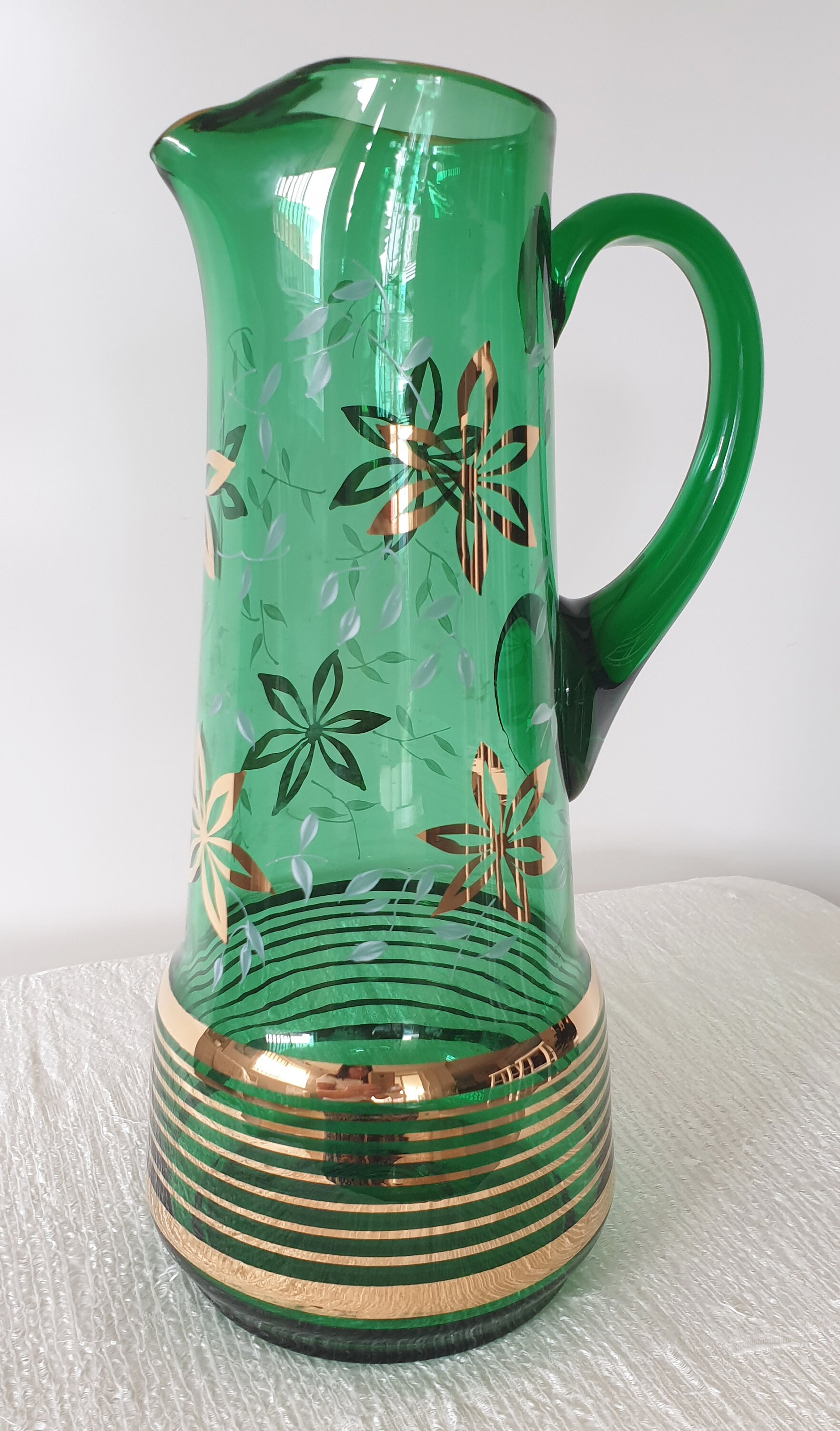 Vintage Bohemia Jug & Glass Set From Czechoslovakia Etsy