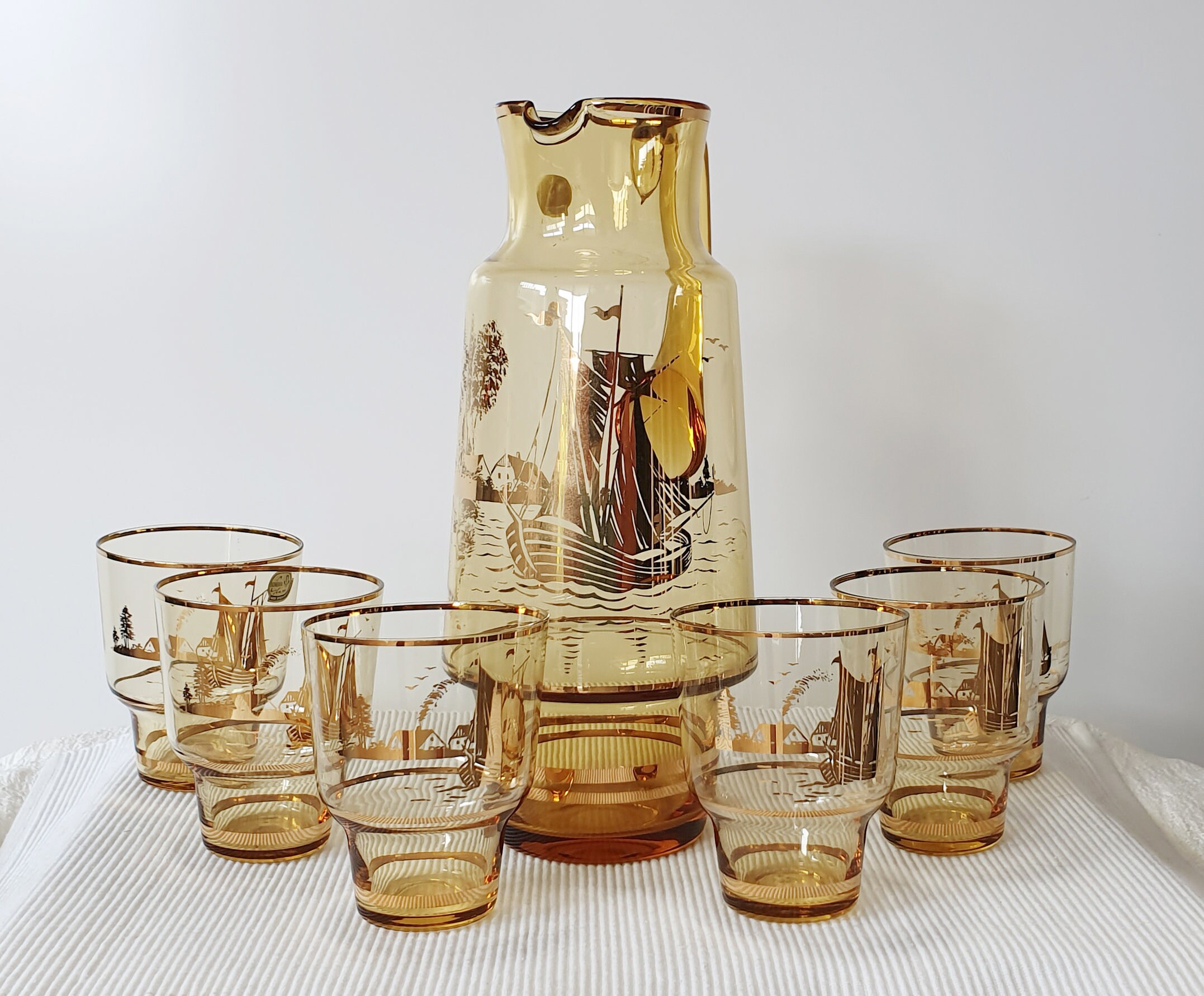 Vintage Bohemia Jug & Glass Set From Czechoslovakia - Etsy
