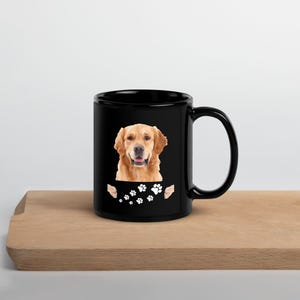 Golden Retriever Paws Design Black Glossy Mug