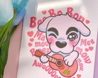 Cute Beep Boop Bop White dog playing guitar card / cute thinking of you cards
