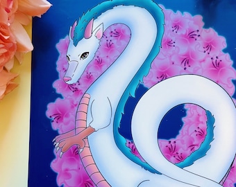Dreamy White Dragon Print / Magical Art Print / Prints for wall / Glossy Prints