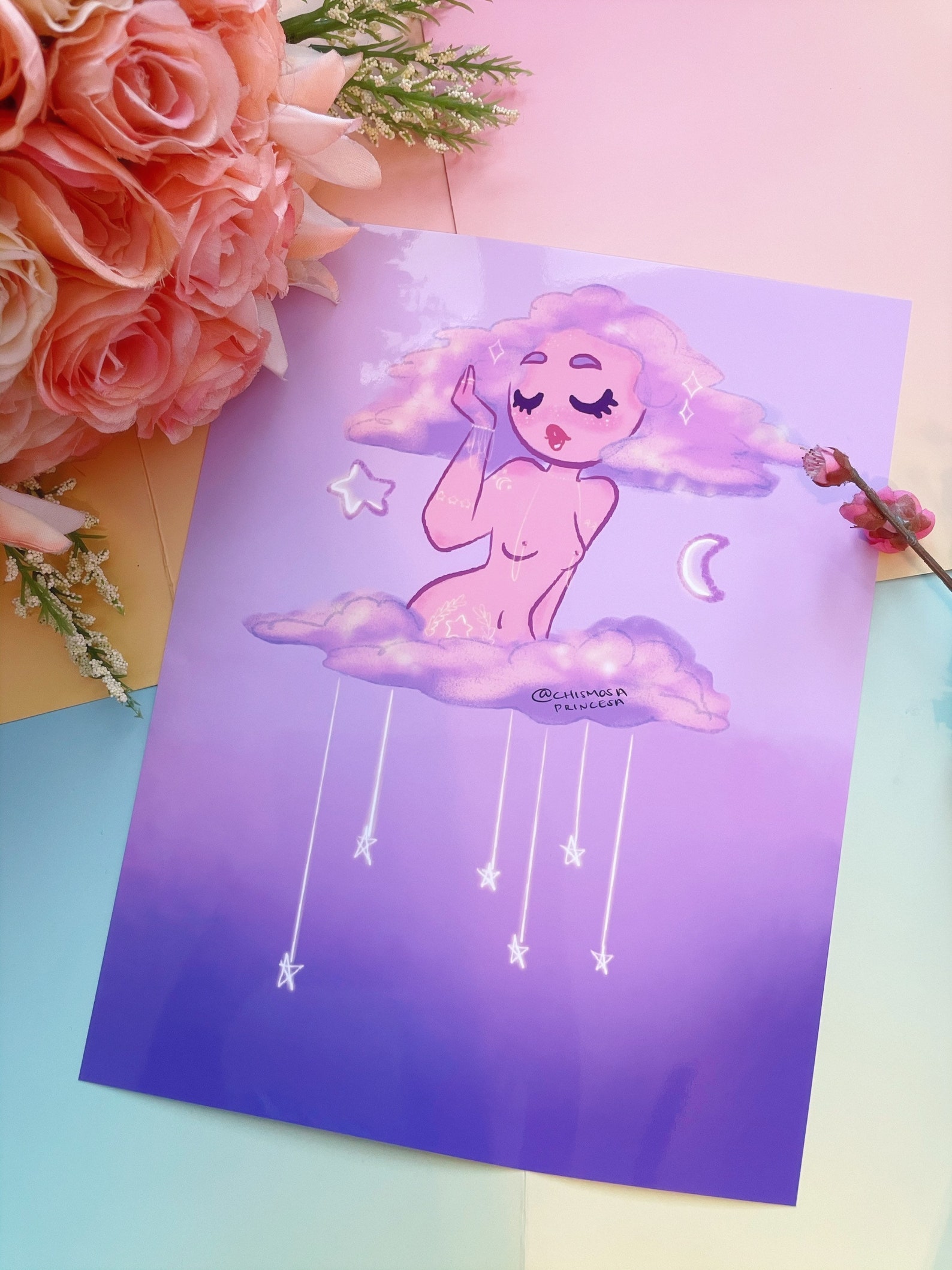 Head In The Clouds Print/Cloud Art/Cloud Girl/Cloud Etsy