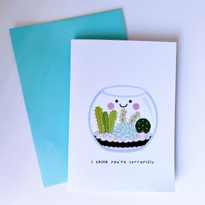 Terrarium Plant Card | (Greeting Card, Pun Card, Birthday Card, Cute Card, Kawaii Card)