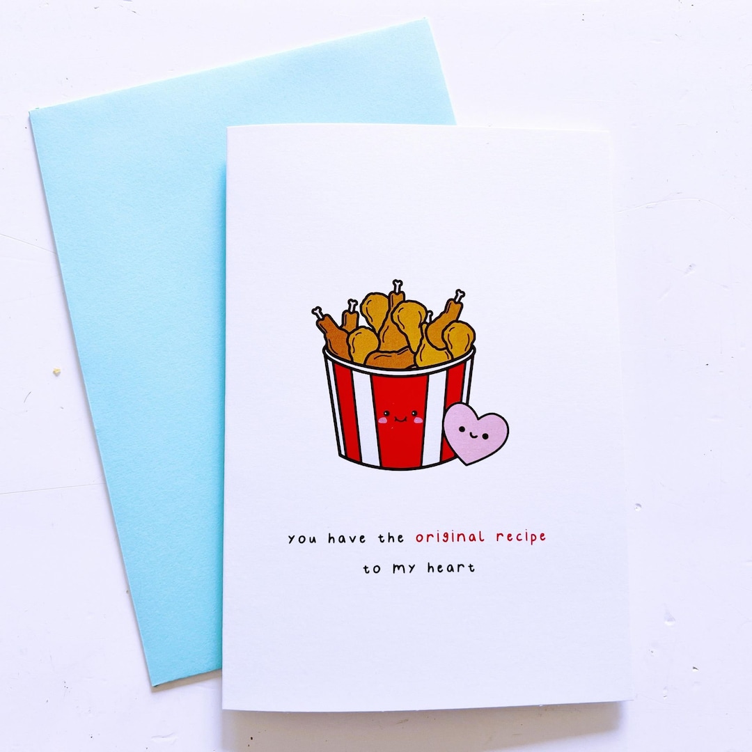 Fried Chicken Love Card KFC greeting Card, Valentines Card, Cute Card, Birthday Card, Love Card