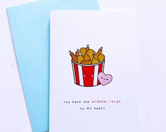 Fried Chicken Love Card | KFC (Greeting Card, Valentines Card, Cute Card, Birthday Card, Love Card, Kawaii Card, For Him, For Her)