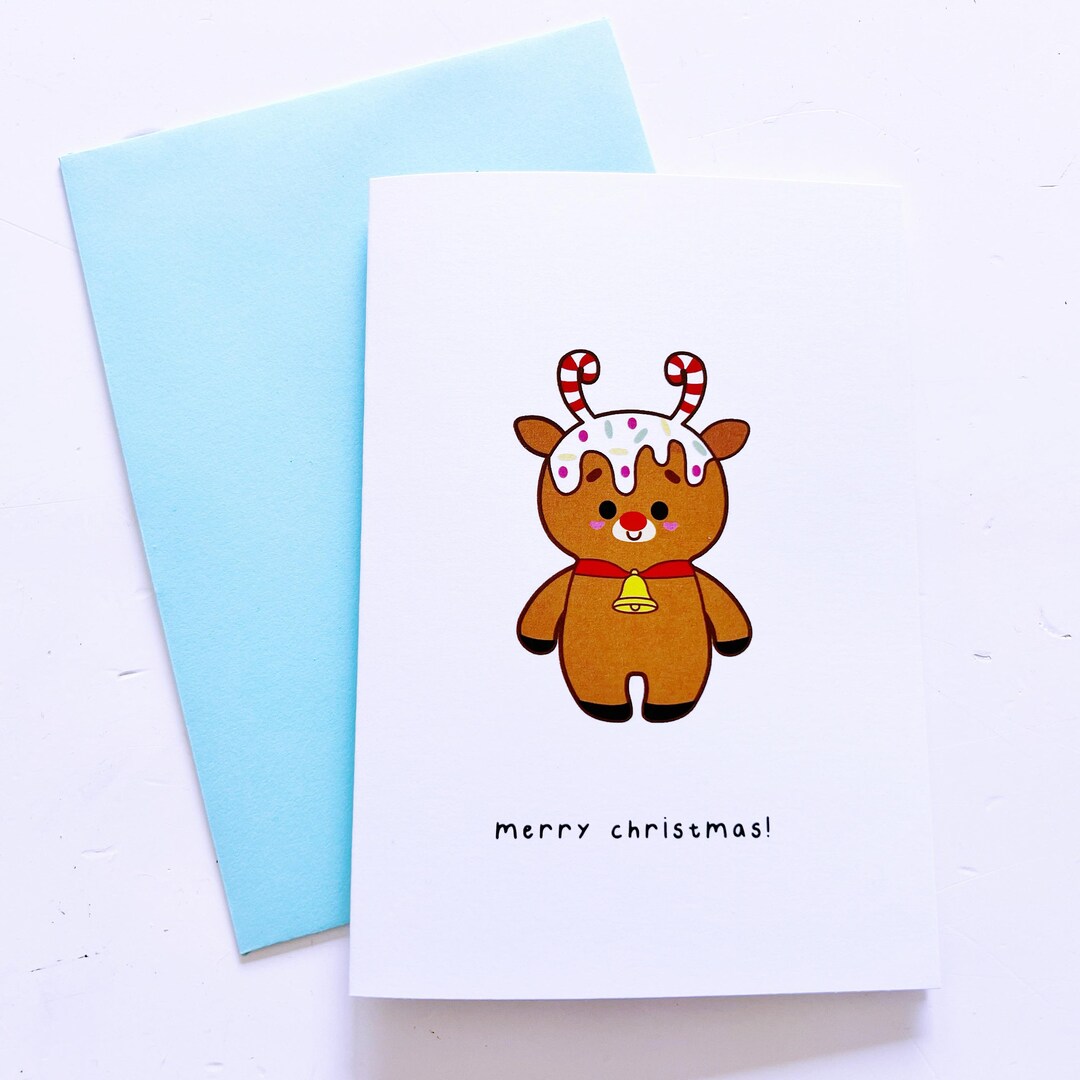 Christmas Card Ruddph Rudolph Reindeer Christmas Card | (greeting Card, Christmas Card, Cute ...
