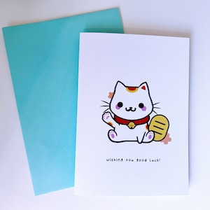 Lucky Cat Card | (Greeting Card, Pun Card, Cute Card, Good Luck Card, Kawaii Card)