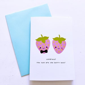Strawberries Congratulations Card | (Greeting Card, Wedding Card, Cute Card, Love Card, Kawaii Card)