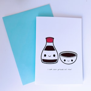 Soy Sauce Cute Card | (Greeting Card, Pun Card, Cute Card, Love Card, Kawaii Card)