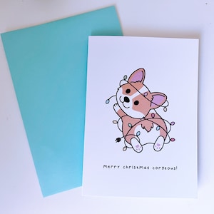 Corgi Dog Christmas Card | (Greeting Card, Pun Card, Birthday Card, Cute Card, Kawaii Card)