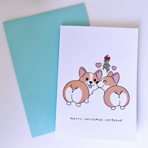 Corgi Dogs Christmas Card | (Greeting Card, Pun Card, Birthday Card, Cute Card, Kawaii Card)