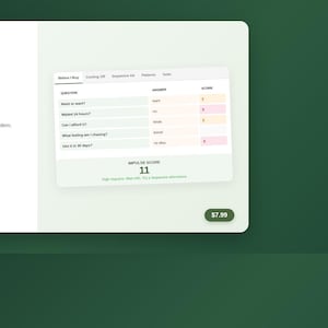 May include: A digital impulse spending tracker with the text "Stop. Breathe. Decide." The tracker includes a checklist and a score. The product is labeled "ADHD-FRIENDLY."