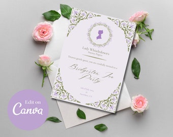Bridgerton Tea Party Invitation, Bridgerton Themed Party Invitation, Lady Whistledown Template, Canva Editable Template