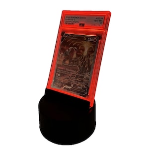 Oplichtende standaard voor plaat past op PSA, TAG, CGC, Arena Club | Gesorteerde hobbykaarthouder | Graded Pokemon | Nachtlampje | RGB | Afstandsbediening: