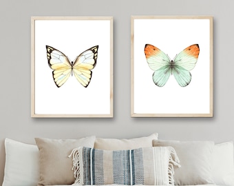 Butterfly Wall Art, Watercolor Butterflies, Butterfly Art Print, Set of 2, Home Decor, Printable Wall Art, Wall Decor