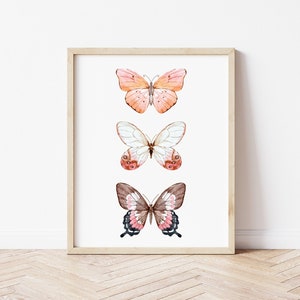 Girl's Nursery Wall Art, Watercolor Butterfly Print, Girl's Room Decor, Wall Art, Canvas Art, Pink Butterfly Print, Nursery Decor