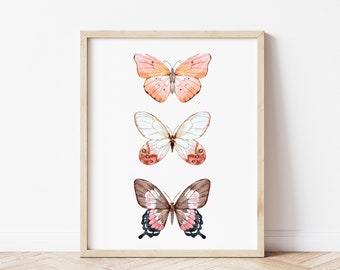 Girl's Nursery Wall Art, Kid's Room Art, Nursery Decor, Butterfly Watercolor Print, Girl's Room Decor, Instant Download, Printable Art