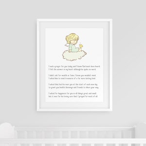 Guardian Angel Prayer Art Print, Wall Art, Nursery Decor, Angel Art Print, Digital Art Print, Children&#39;s Prayer, Instant Download