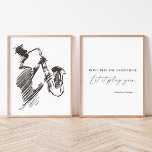 Jazz Wall Art, Abstract Jazz Print, Modern Art, Quote by Charlie Parker, Living Room Decor, Minimalist Art Print, Instant Download